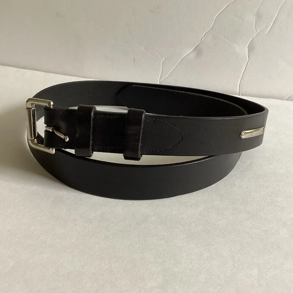 Polo Ralph Lauren Belt Mens 36/90 Black Italian Saddle Leather - Picture 15 of 15